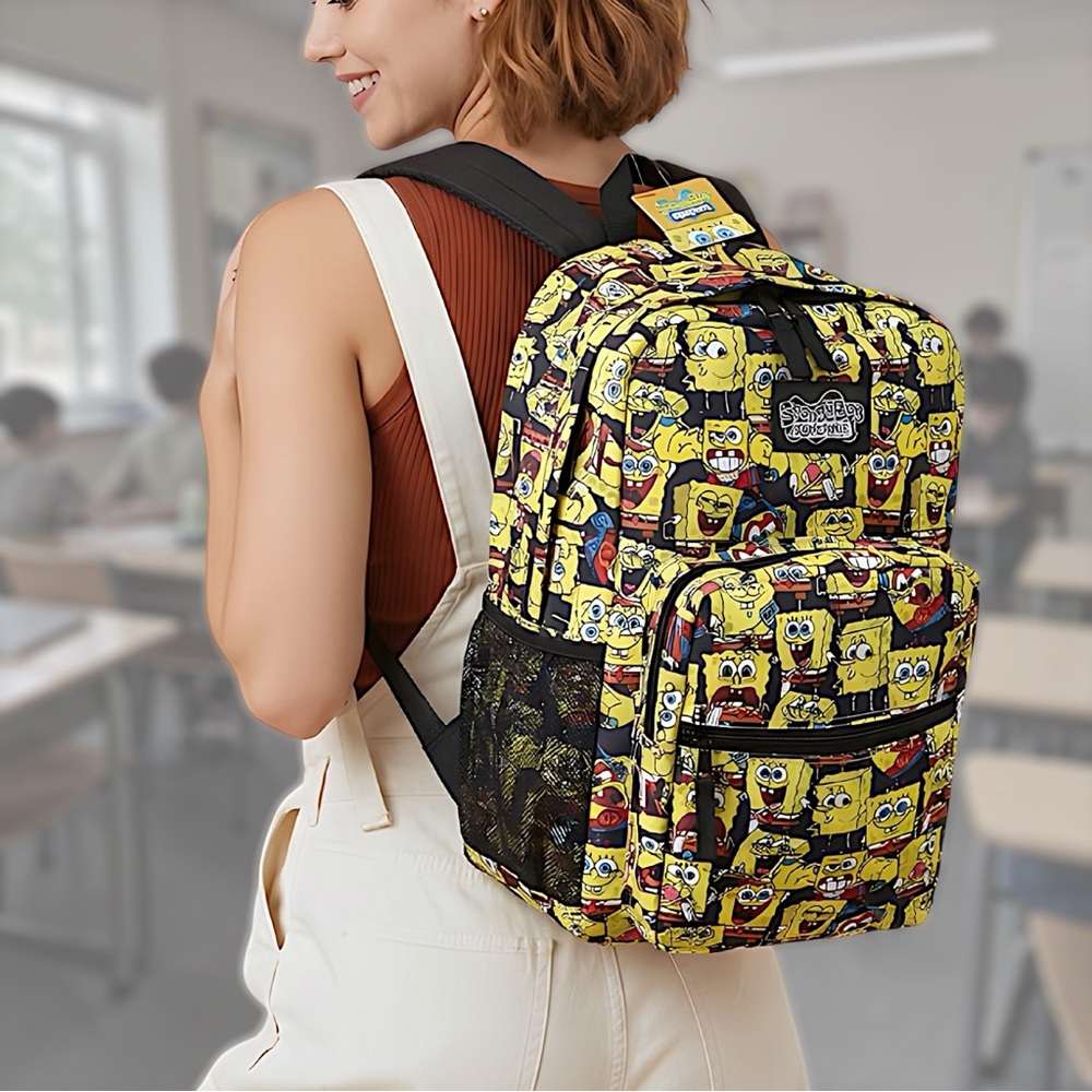 Mad Engine Unisex Sponge for Every Occasion Print Yellow Large Backpack 17”x15”
